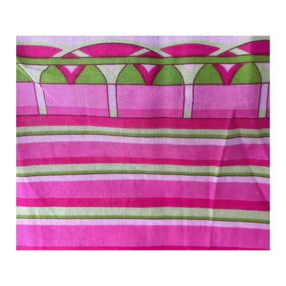 1990s Pink & Green Mod Paisley Strapless Smock Bodice Maxi Boho Dress Size Small - Picture 7 of 9